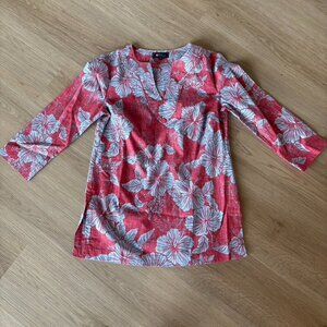 Reyn Spooner Tunic Floral Womens Split Neck XS